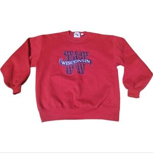 Vintage 90s Wisconsin Badgers Sweatshirt Size Large Embroidered USA Player B28